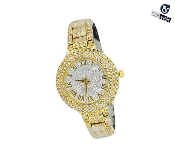 Catwalk CW-430 Genuine Quality Fashionable Cz Watch for Women - Gold - Zoom Image