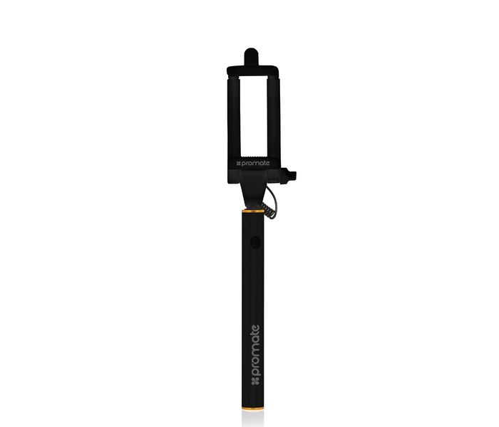 Promate Minipod Perfectly Foldable Extendable Selfie Stick Pole Wire Monopod with Built-in Remote Shutter, Black - Zoom Image 7