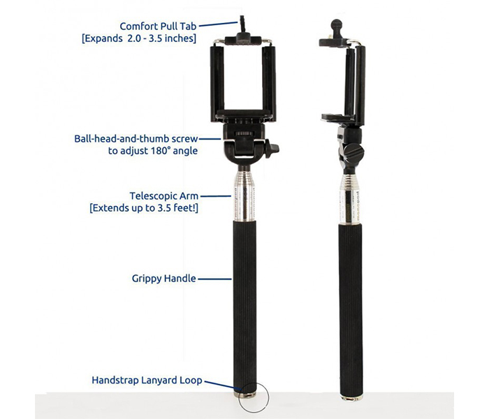 Trands TR-SS50 Universal Wireless Bluetooth Mobile Selfie Stick Monopod - Black - Zoom Image 2