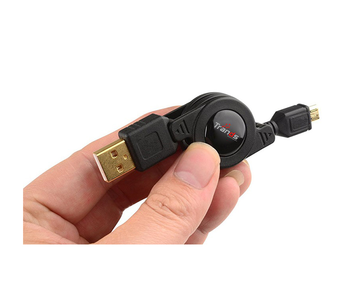 Trands TR-CA135 Retractable USB to Micro-USB Charge & Sync Cable - Black - Zoom Image 3