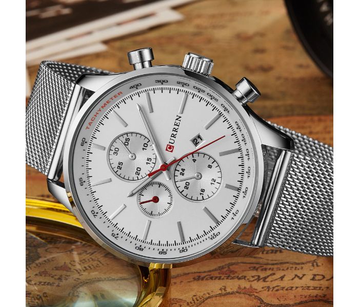 Curren 8277 Luxury Watch For Men White and Silver - Zoom Image 2