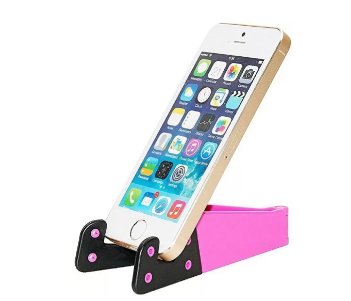 Universal Foldable V Shape Desk Stand Holder For Smartphones & Tablets - Pink - Zoom Image