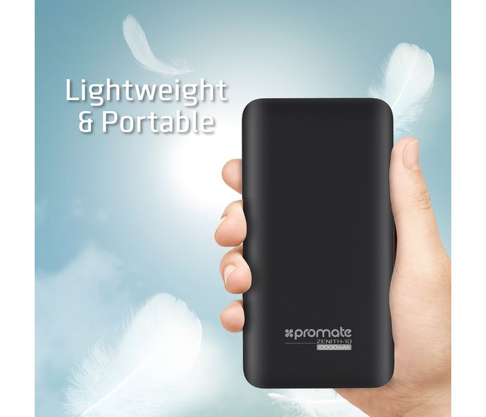 Promate Zenith-10 10000 mAh High Capacity Portable Power Bank with 3.0A Dual USB Output, Black - Zoom Image 6