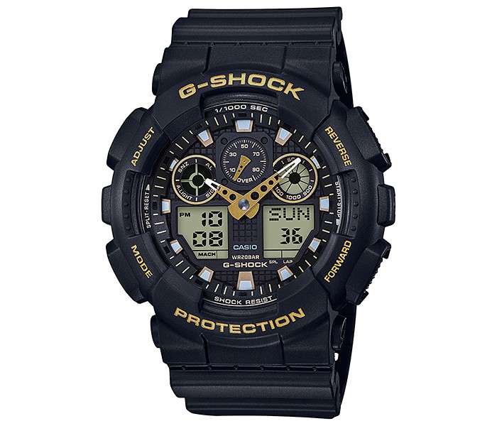 Casio G Shock GA-100GBX-1A9 Mens Analog and Digital Watch Black and Gold - Zoom Image