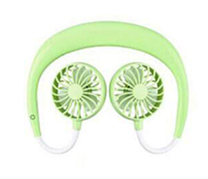 Portable Usb Rechargeable Handsfree Sporty Neckband Mini Cooling Double Fan - Green - Zoom Image