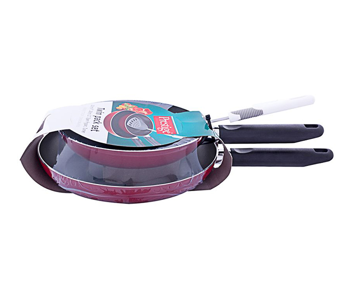 Prestige PR20982 Twin Fry Pan Set with Spatula, Red - Zoom Image 1