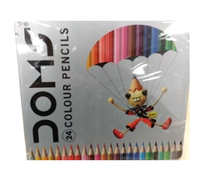 DOMS DM-7206 Hexagonal 24 Color Pencil Box Flat Tin Pack - Zoom Image