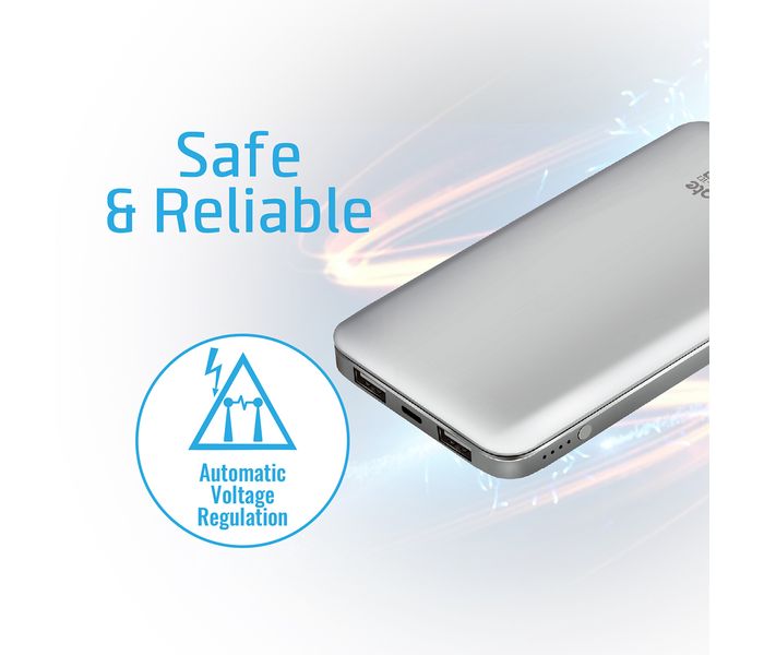 Promate Zenith-10 10000 mAh High Capacity Portable Power Bank with 3.0A Dual USB Output, Silver - Zoom Image 7