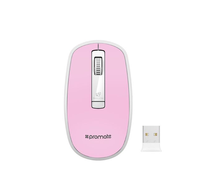 Promate Clix-3 2.4Ghz USB Wireless Ergonomic Mouse with Precision Scrolling, Pink - Zoom Image 9