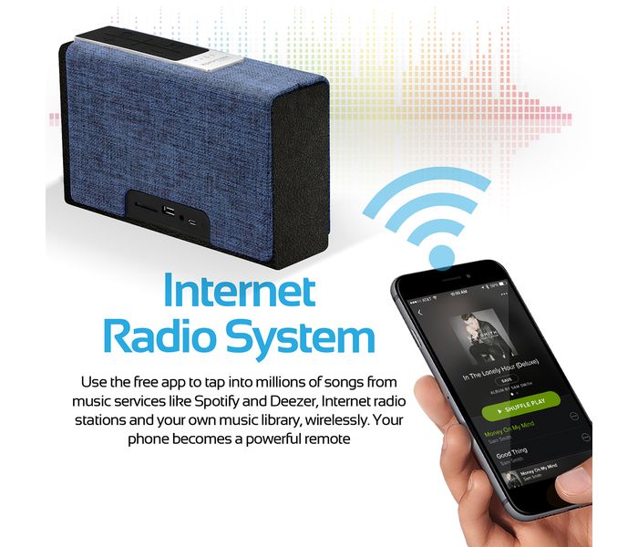 Promate Streambox-Xl Portable Fabric Wireless Speaker with Internet Radio - Blue - Zoom Image 3