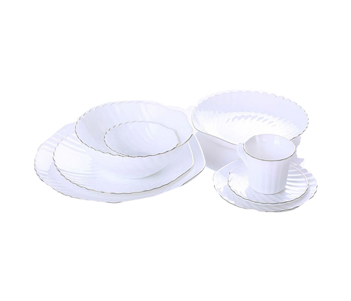 Royalford RF8312 40 Pieces Round Opal Ware Shell Dinner Set - White - Zoom Image