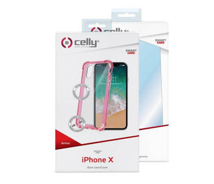 Celly 900PK Armor Mobile Cover for Apple iPhone X - Pink - Zoom Image 1