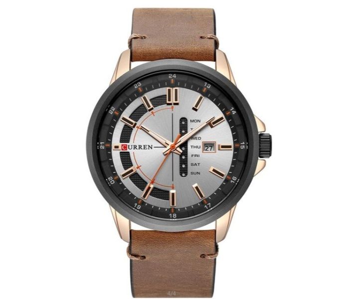 Curren 8307 Luxury Quartz Watch For Men Brown and Silver - Zoom Image