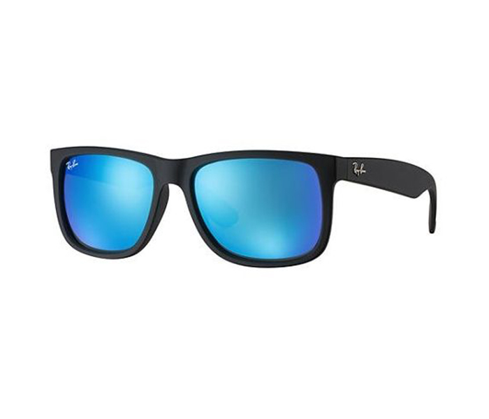 Ray-Ban RB4165 622/55 54 Rectangle Matte Black Frame & Blue Mirrored Mirrored Sunglasses for Unisex - Zoom Image