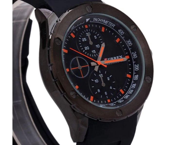 Curren 8165 Analog Quartz Watch For Men Black And Orange - Zoom Image 2