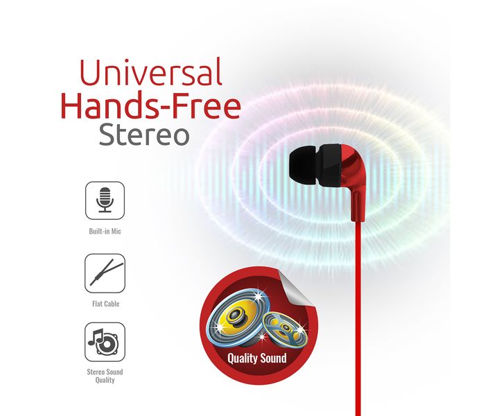 Promate Chrome Metallic Multifunction Stereo Headphones with Microphones, Red - Zoom Image 1