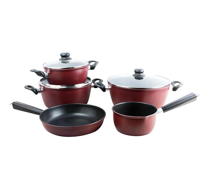 Royalford RF7623 9 Pieces Cookware Set - Brick Red - Zoom Image 1