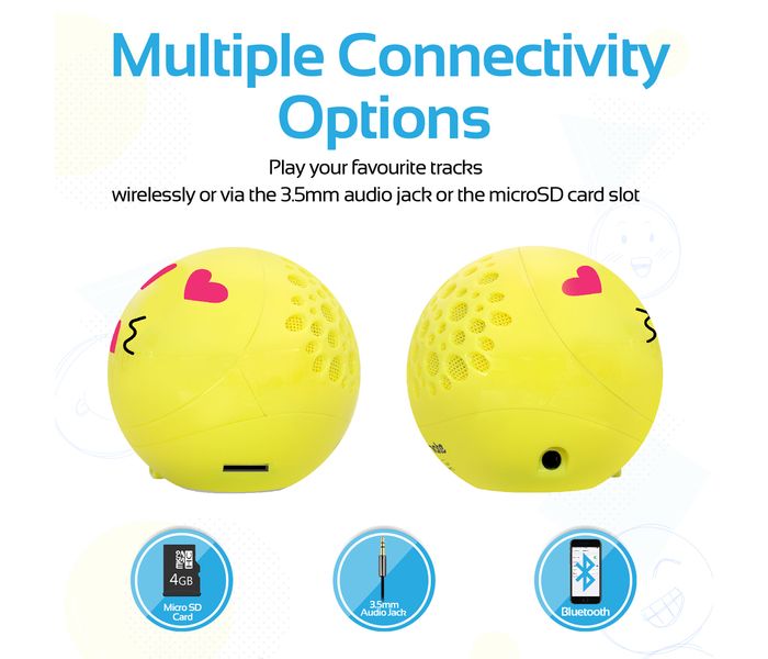 Promate Romanji Mini Wireless Emoji Speaker with Handsfree - Yellow - Zoom Image 1