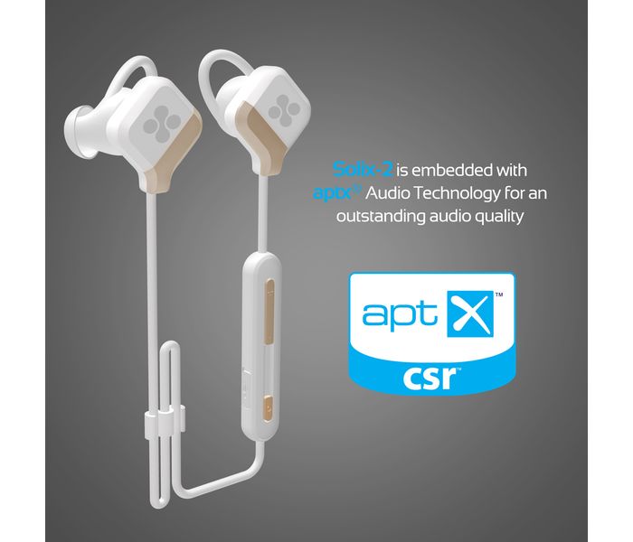 Promate Solix-2 Wireless Bluetooth 4.1 Magnetic Earbuds Aptx Stereo Earphones, White - Zoom Image 3