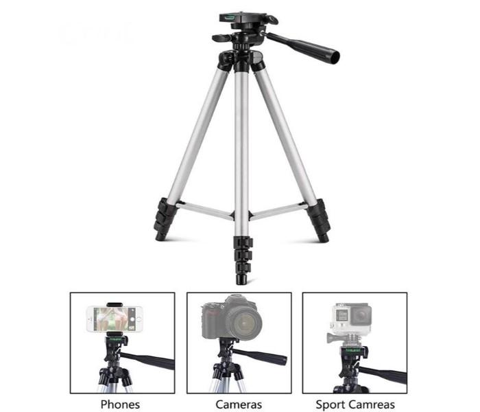 Professional 3110 Portable & Foldable Tripod Stand with Clip Bracket Holder for Mobile, Camera and go pro Flexible Mount with Three-dimensional Head - Zoom Image 6