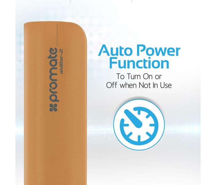 Promate Aid Bar-2 2500 mAh Ultra Compact Universal Power Bank, Gold - Zoom Image 3