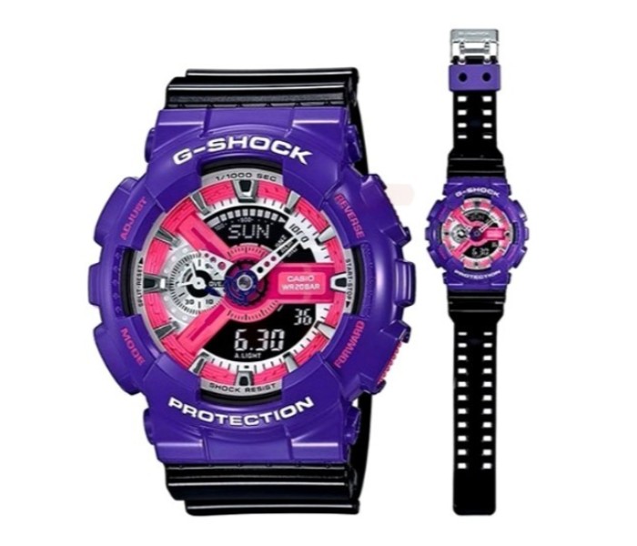 Casio G Shock GA-110NC-6ADR Mens Analog and Digital Watch Black and Purple - Zoom Image