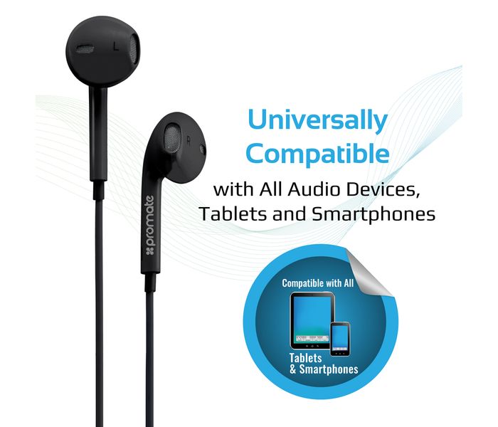 Promate Gearpod-Is2 Lightweight High-Performance Stereo Earphones, Black - Zoom Image 4