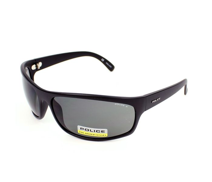 Police S1863 U28P Rectangle Semi-Matt Black Frame & Smoke Polarized Mirrored Sunglasses for Men - Zoom Image 1