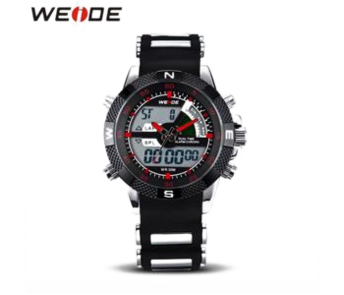 Weide WH 1104PU Mens Digital and Analog Watch Black and Red - Zoom Image 1