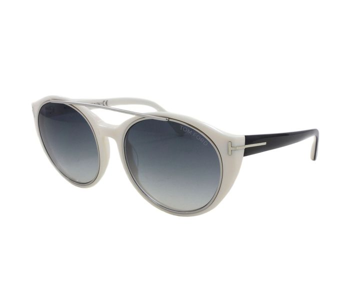 Tomford TF0383 25B Joan Oval Ivory Frame & Grey Gradient Mirrored Sunglasses for Women - Zoom Image 2