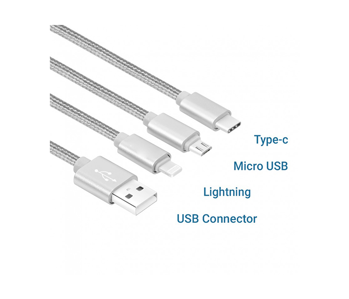 iends IN-CA399 3-in-1 Lightning Type C Micro USB to USB Charging Cable - Silver - Zoom Image 6