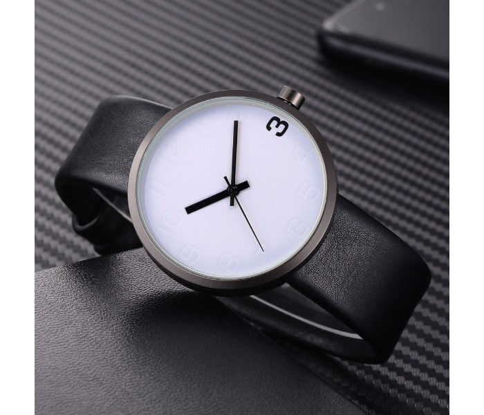 Tomi TM-0894 Maglo Faxes Genuine Quality Leather Band Wrist Watch for Unisex Black - Zoom Image