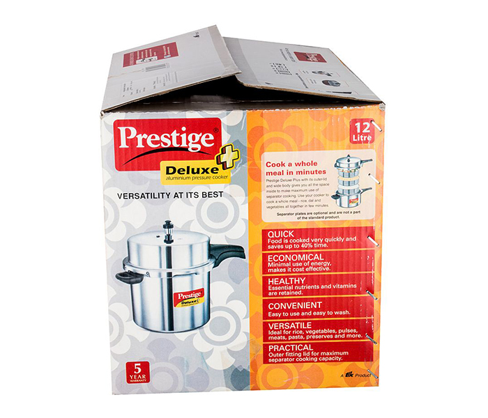 Prestige MPD10705 12 Litre Deluxe Plus Aluminium Pressure Cooker - Silver - Zoom Image 2