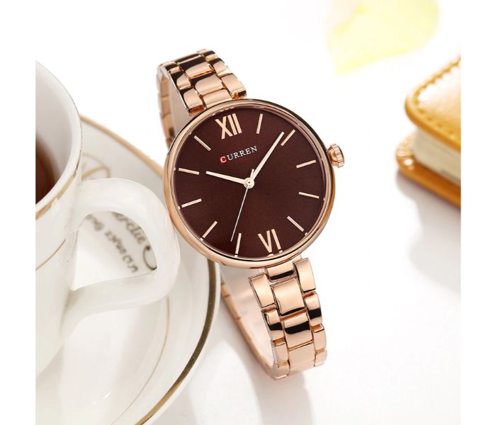 Curren 9017 Quartz Watch For Women Gold and Coffee - Zoom Image 1