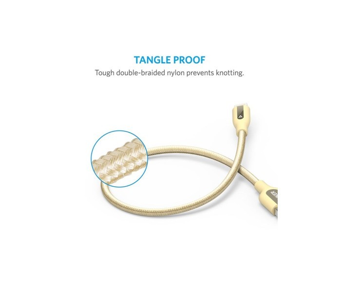 Anker A8121 Powerline Plus Lightning Cable 3 ft Gold - Zoom Image 2