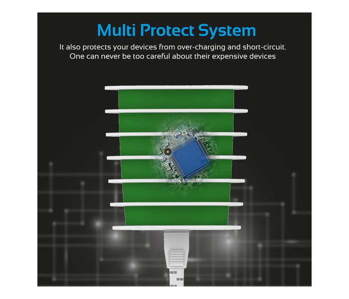 Promate MyCharge-6.UK Ultra Fast 7A 6-Port USB Charging Station with Multi-Device Stand Dock Desktop Organizer, White - Zoom Image 1