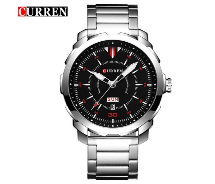 Curren 8266 Quartz Watch For Men Black And Silver - Zoom Image