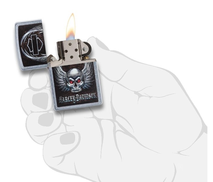 Zippo 29558 Harley Davidson Skull Lighter Black and Silver - Zoom Image 2