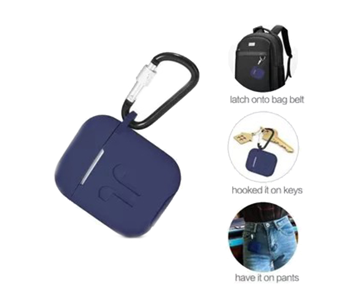 Airpod Thick Silicone Shockproof Case Cover with Hanging Clip - Blue - Zoom Image 2