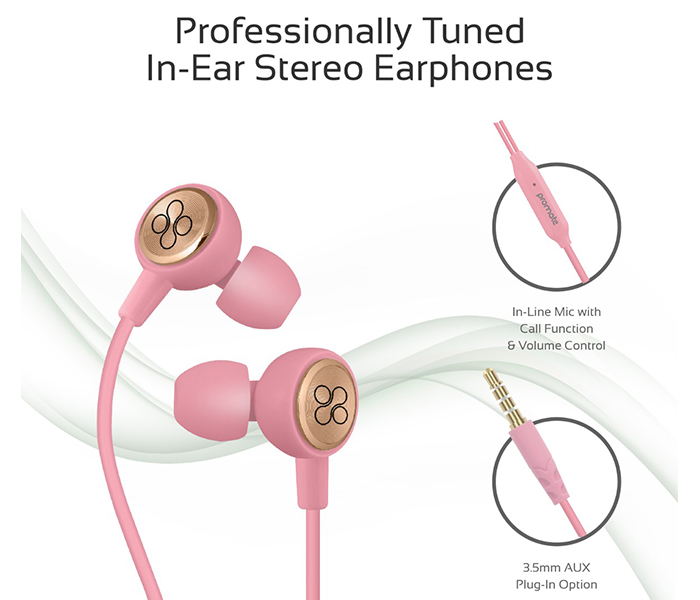 Promate Flano Lightweight Ergonomic High Definition Stereo Earphones - Pink - Zoom Image 1