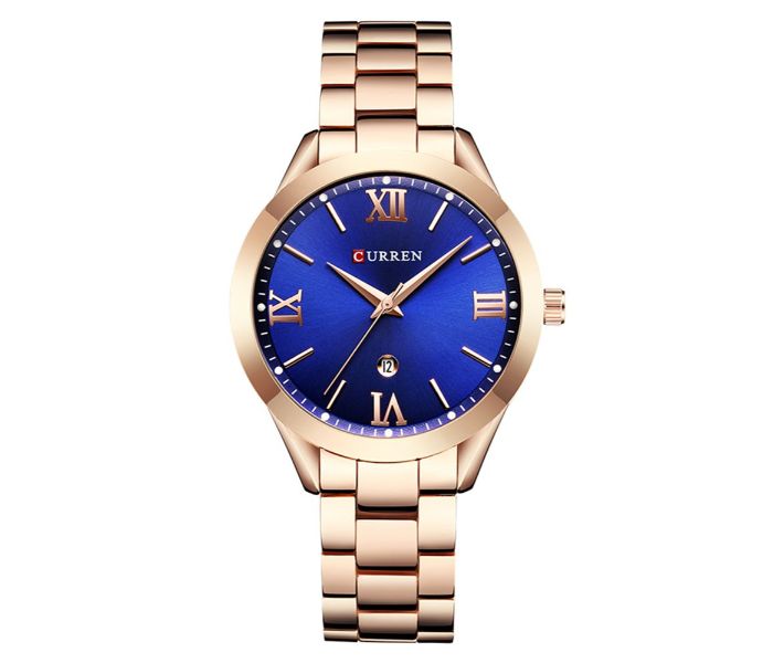 Curren 9007 Fashion Design Luxury Watch For Women Rose Gold And Blue - Zoom Image