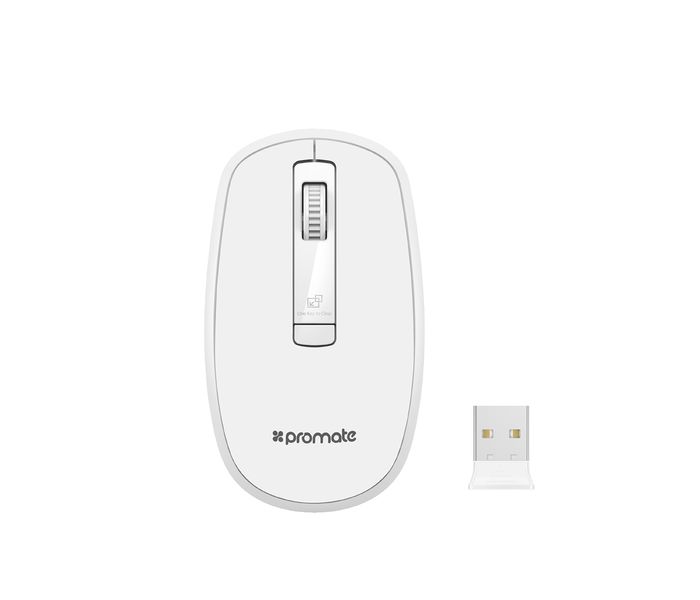 Promate Clix-3 2.4Ghz USB Wireless Ergonomic Mouse with Precision Scrolling, White - Zoom Image 9