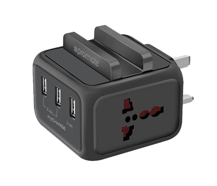 Promate MyCharge-UK Heavy Duty USB Wall Charger with SmartPhone Docket, Black - Zoom Image 7