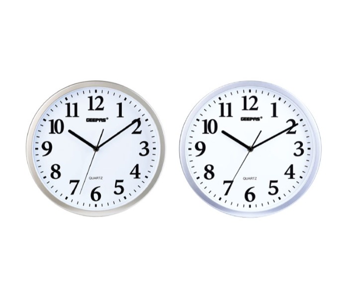 Geepas GWC4816 Wall Clock Taiwan Movement Silver and Gold - Zoom Image