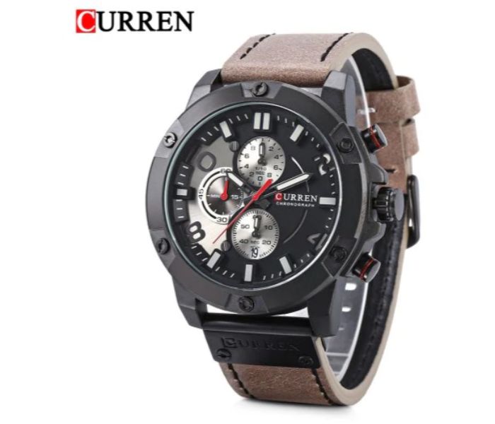 Curren 8285 Six Pin Sports Quartz Watch For Men Coffee and Black - Zoom Image 1