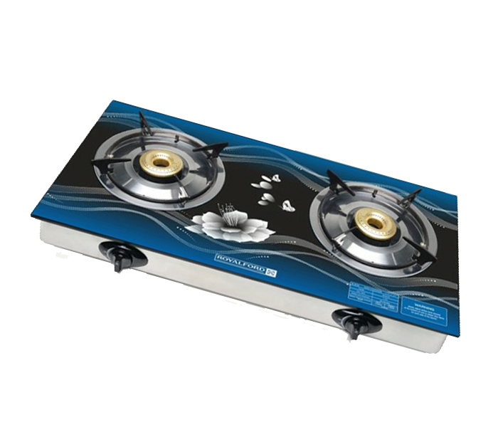 Royalford RF8737 Glass Top Double Gas Burner - Blue - Zoom Image 1