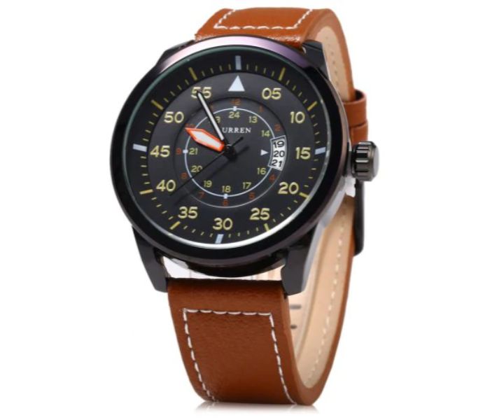 Curren 8210 Casual Analog Quartz Watch For Men Black And Brown - Zoom Image 1