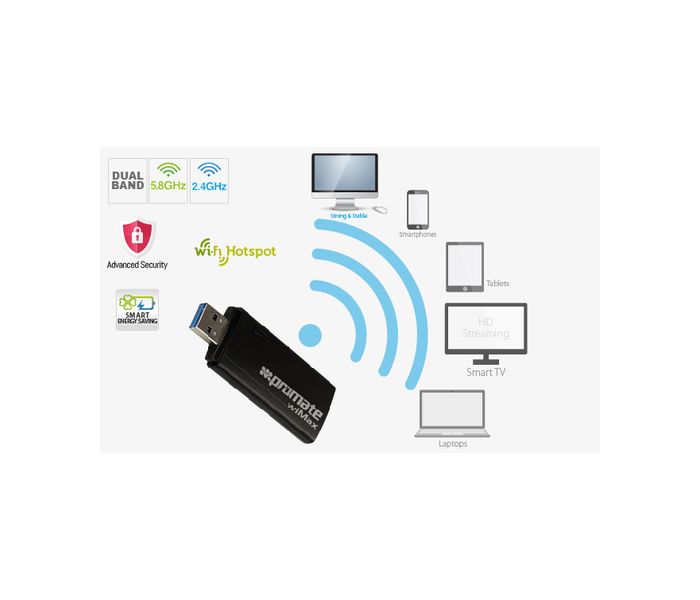 Promate Wimax 1200Mbps Ultra-Fast Wireless Adapter with Wifi Adapter and Receiver, Black - Zoom Image 4