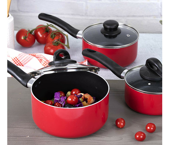 Royalford RFU9081 10 Pieces Aluminum Non-Stick Cookware Set - Red - Zoom Image 3