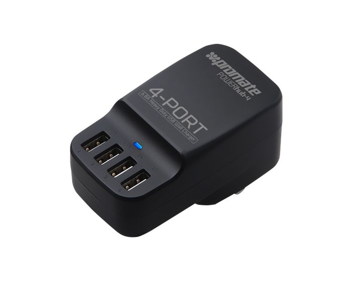 Promate PowerHub-4UK 6.8A High Speed USB Wall Charger with 4 USB Ports, Black - Zoom Image 5